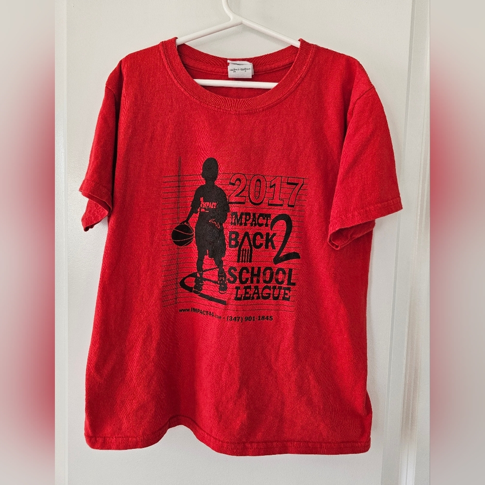 sz S Red Kids Basketball Graphic T-Shirt NYC‎ 2017 IMPACT BACK TO SCHOOL LEAGUE